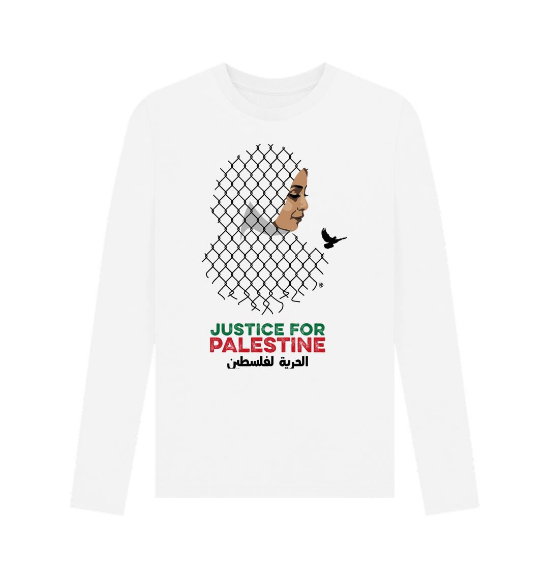 White Printed Long Sleeve T Shirt Front