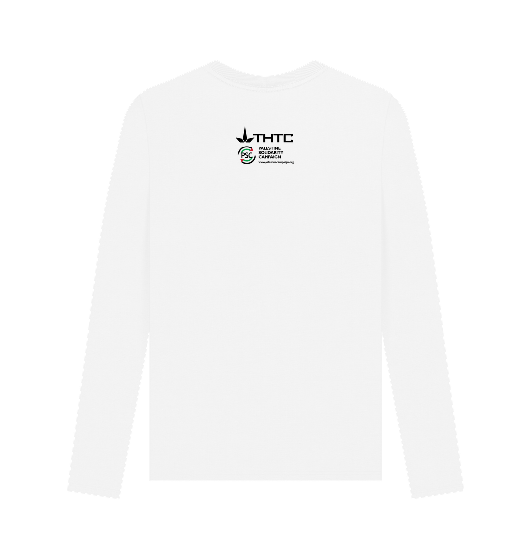 White Printed Long Sleeve T Shirt Back