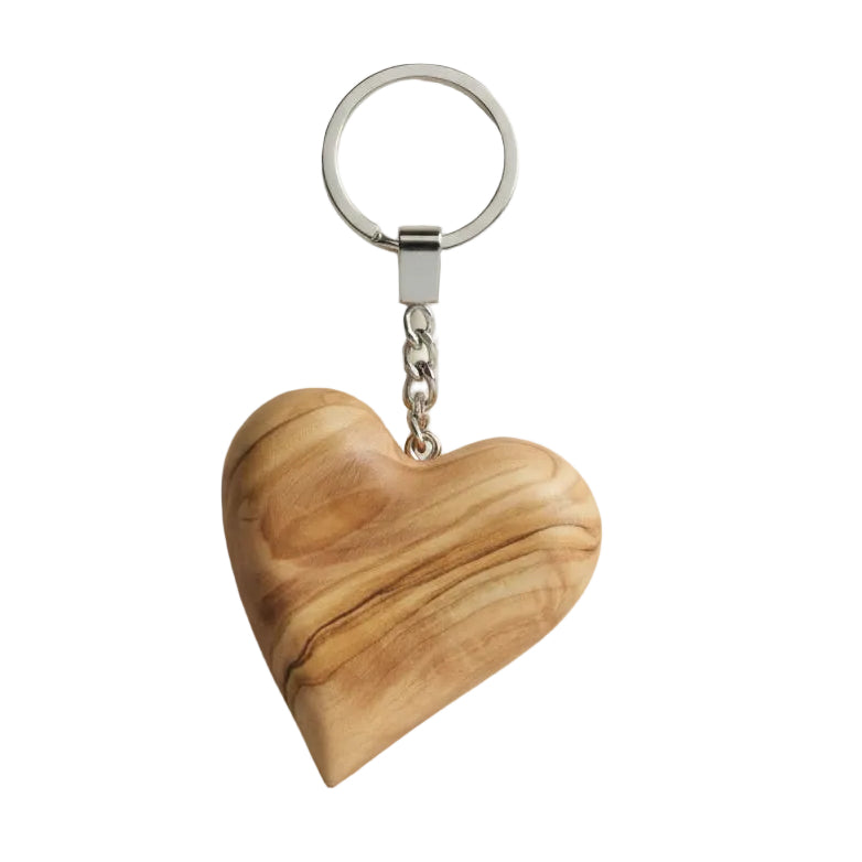 Olive Wood 'Heart' Keyring