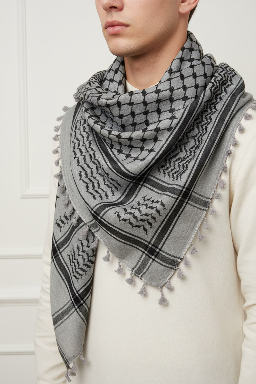 Original Hirbawi Light Grey Keffiyeh