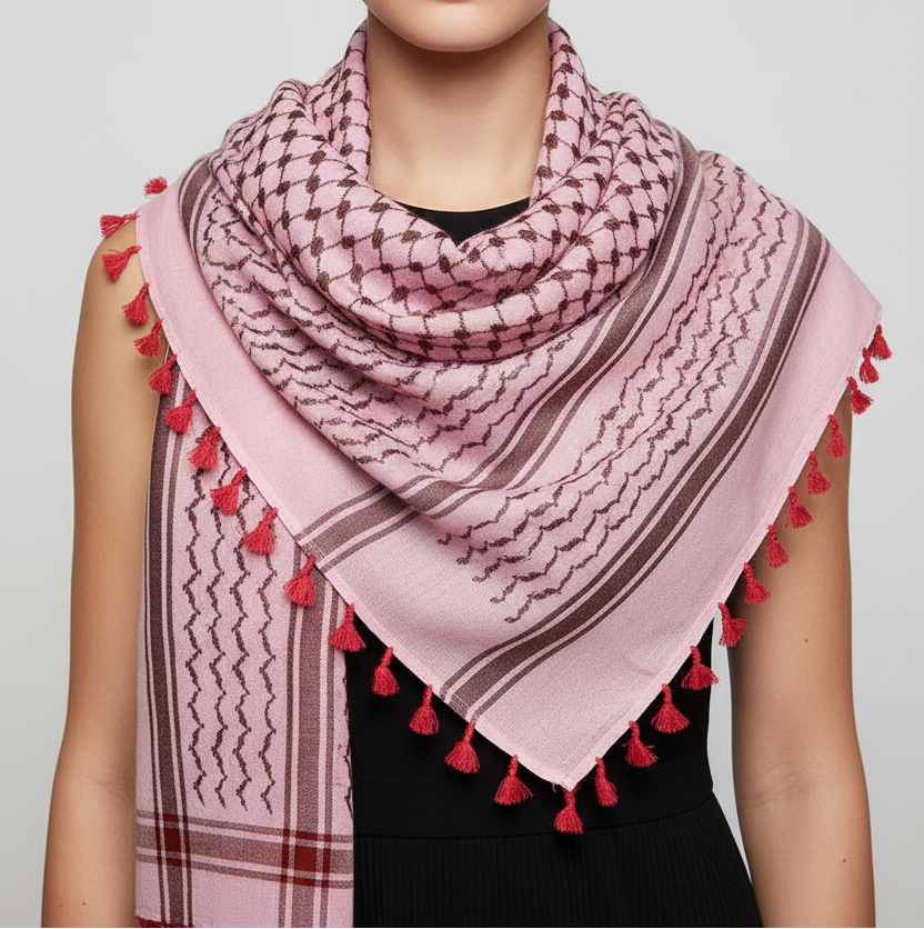 Original Hirbawi Black and Pink Keffiyeh