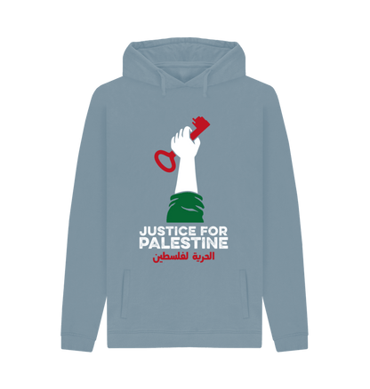 Stone Blue Unisex Hoodie \"Justice for Palestine\"