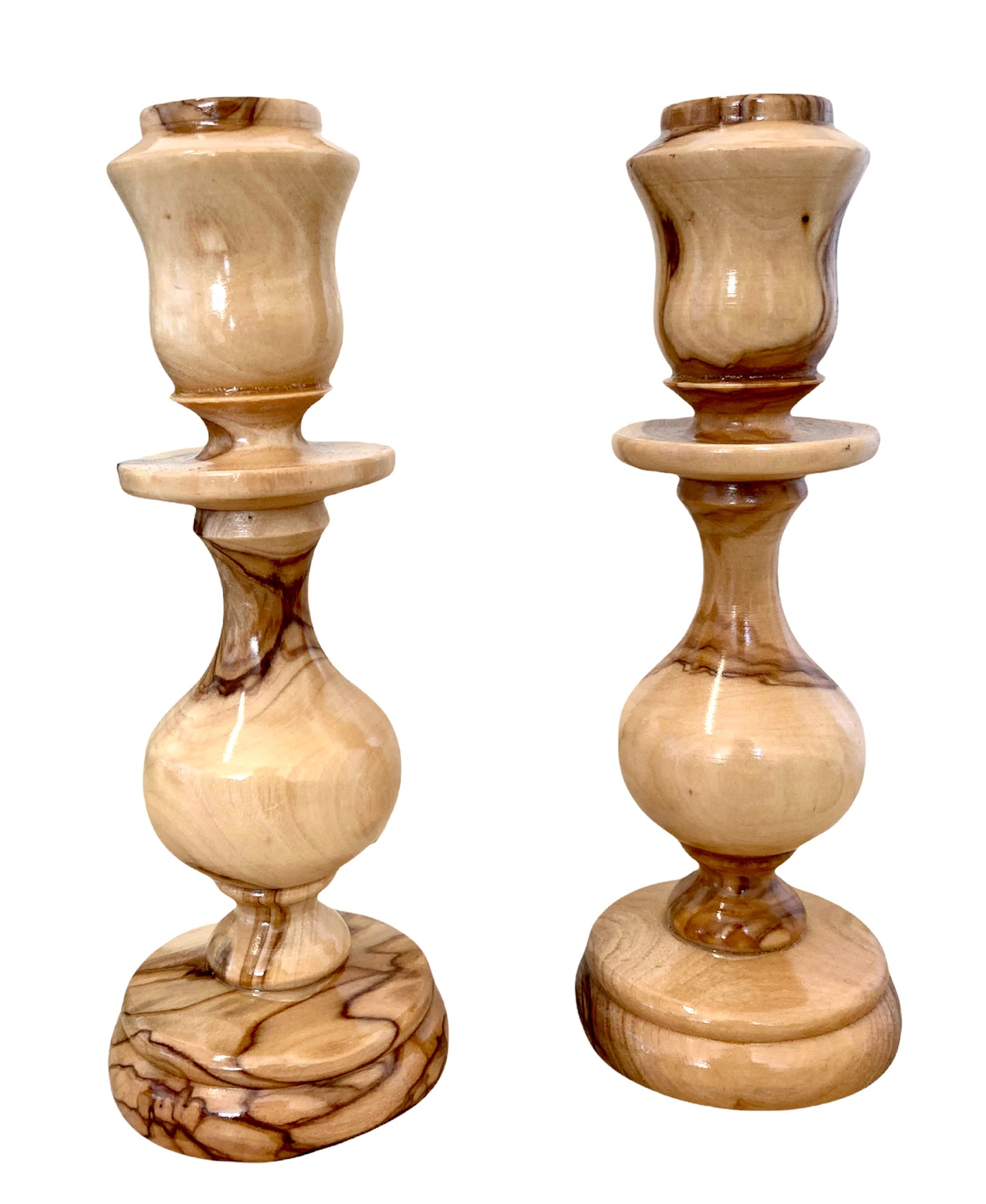 Olive Wood Candlestick Holder 16cm