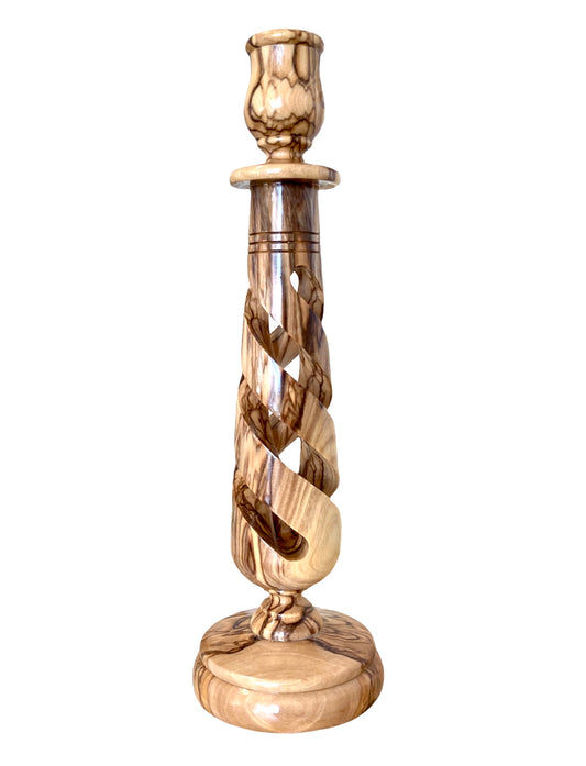 Olive Wood Candlestick Holder