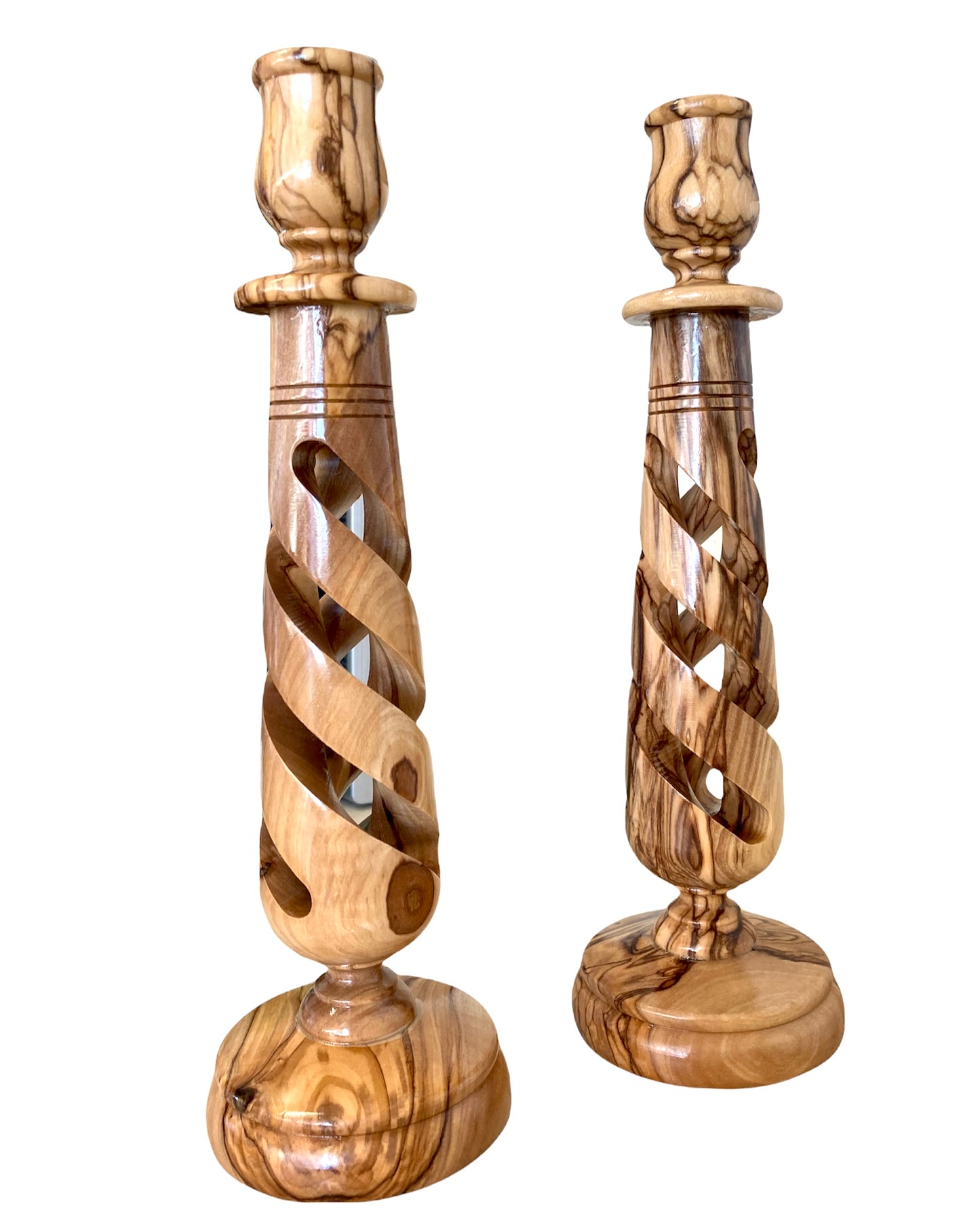 Olive Wood Candlestick Holder 25cm
