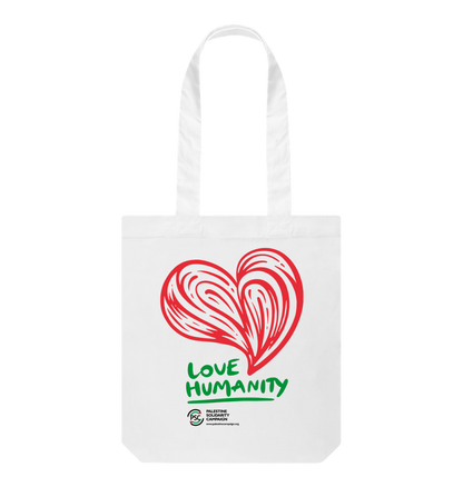 White Tote Bag - Love Humanity Red