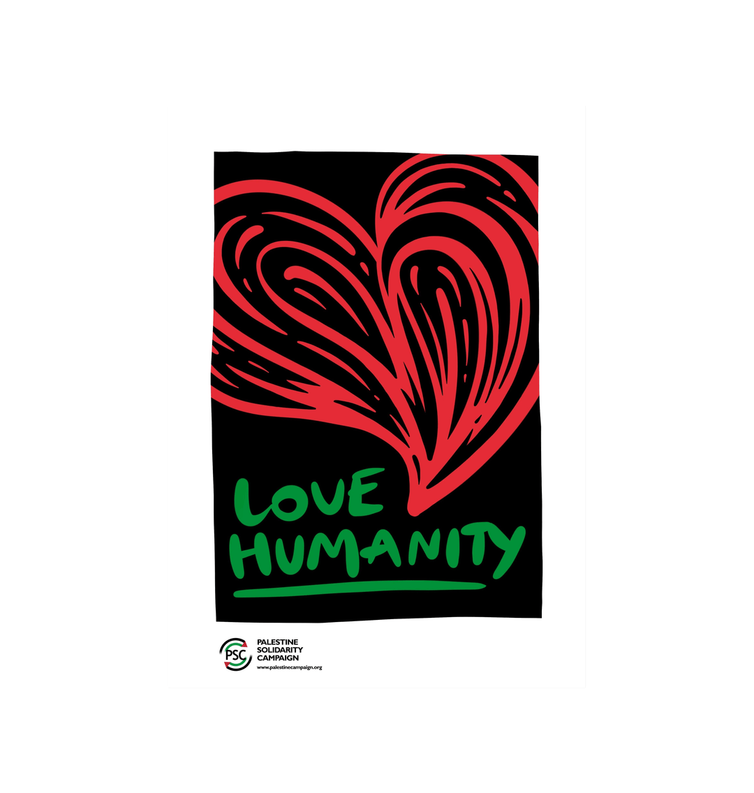 White Love Humanity Postcard - Red