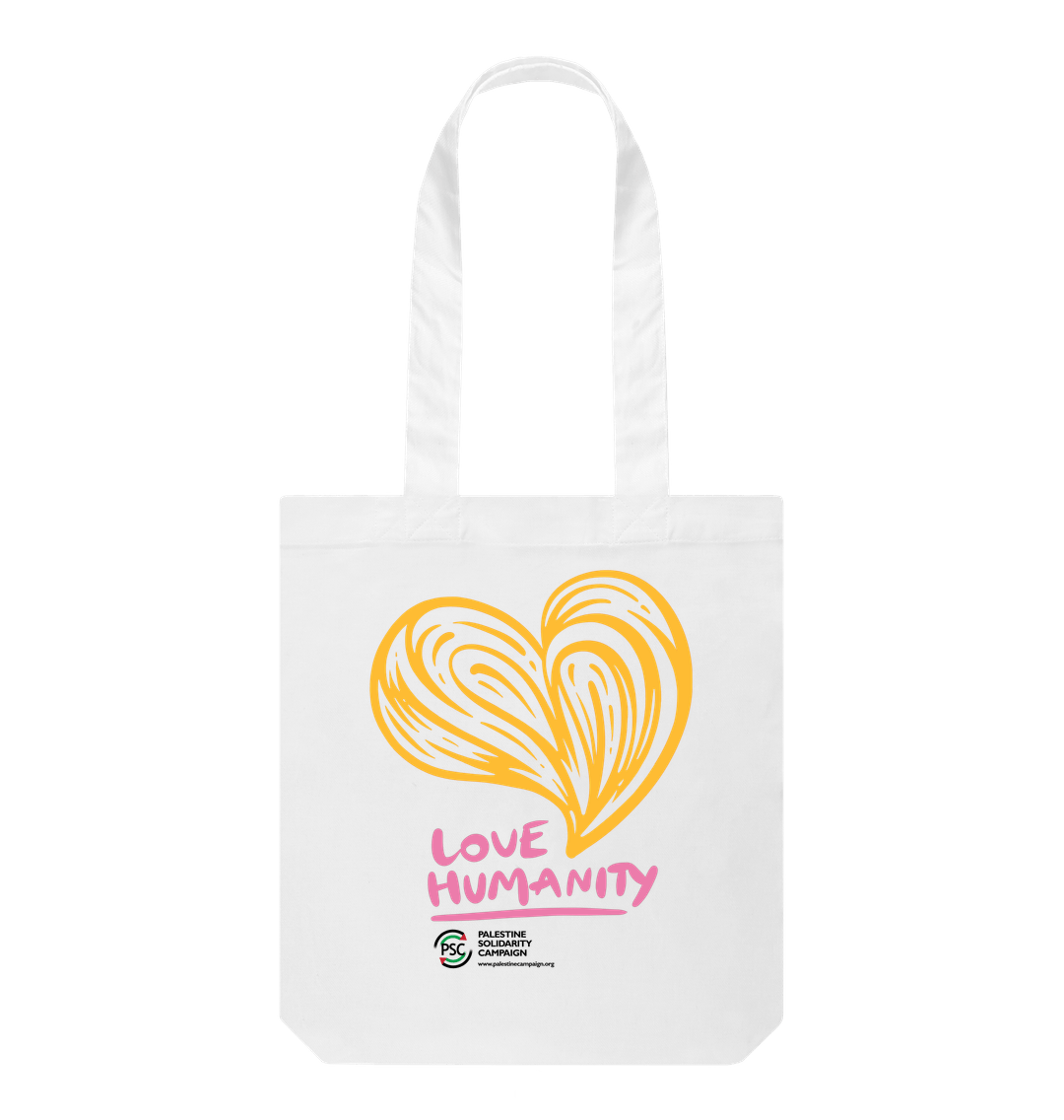 White Tote Love Humanity - Yellow