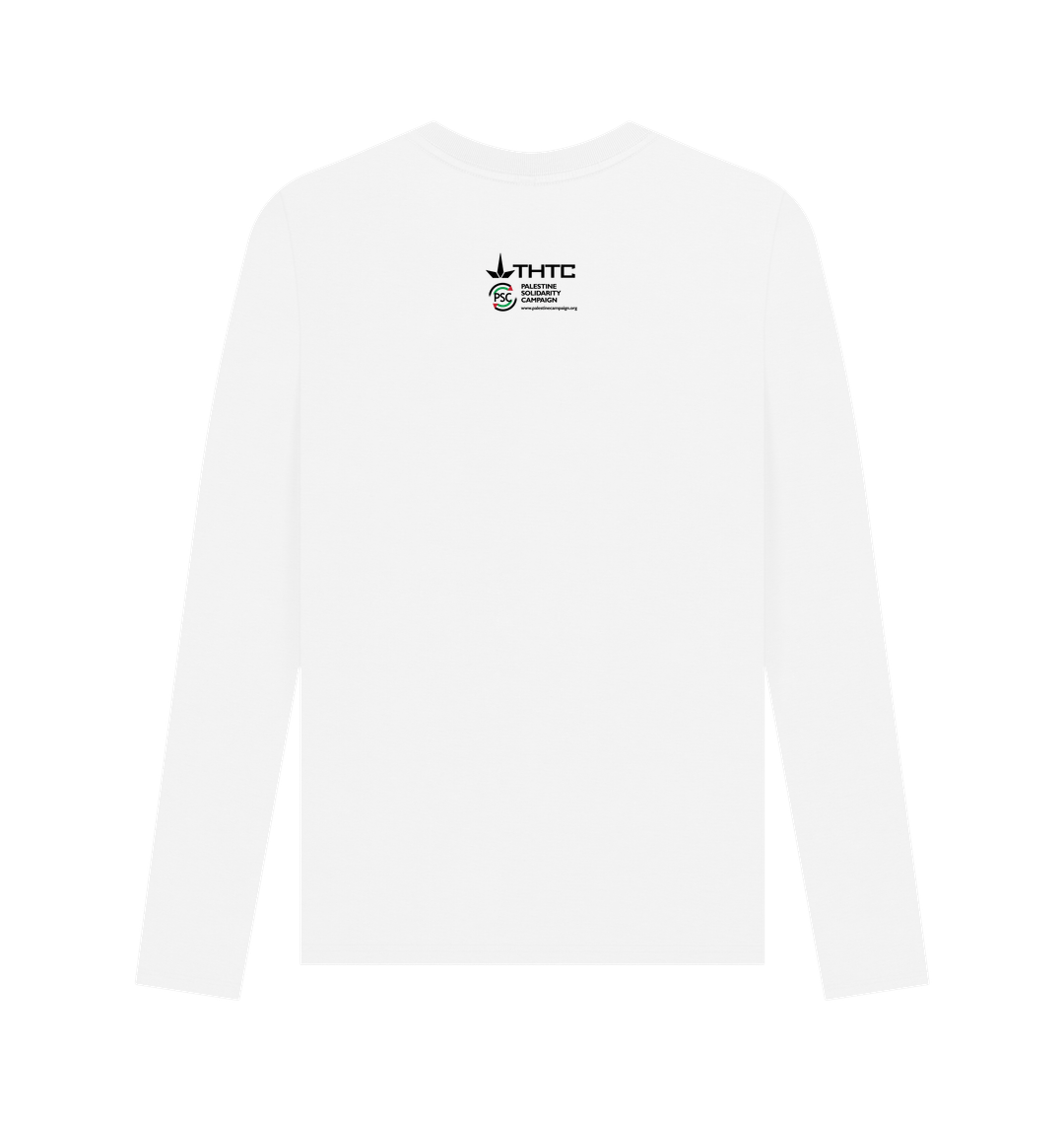 White Printed Long Sleeve T Shirt Back