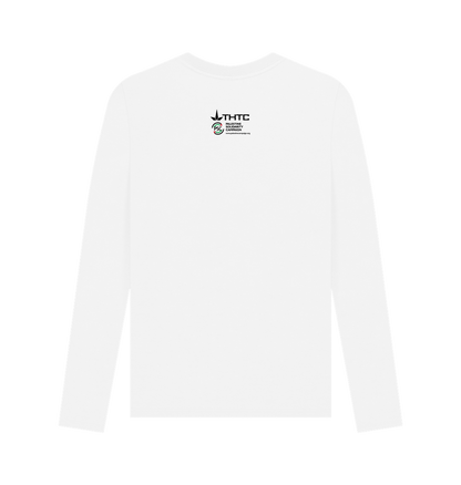 White Printed Long Sleeve T Shirt Back
