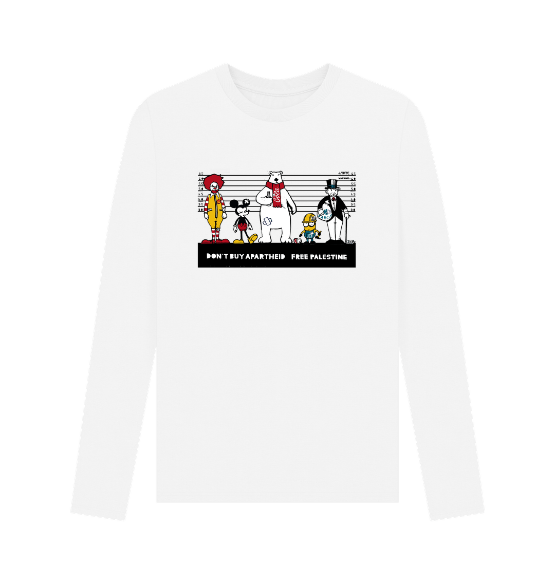 White Printed Long Sleeve T Shirt Front