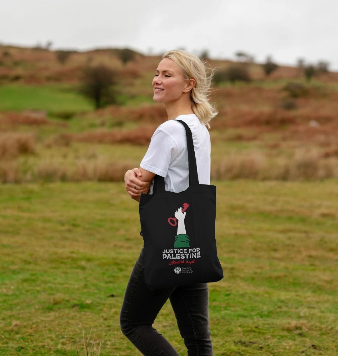 Tote Bag - Justice for Palestine Black