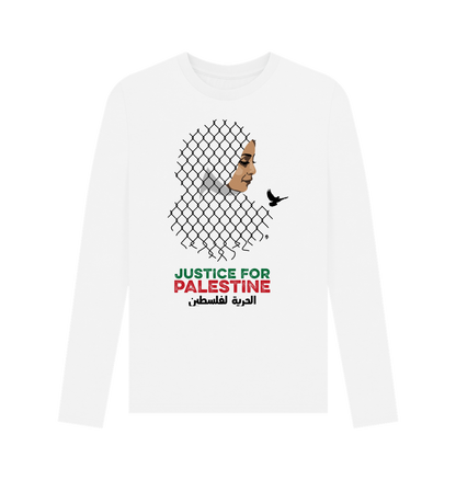 White Printed Long Sleeve T Shirt Front