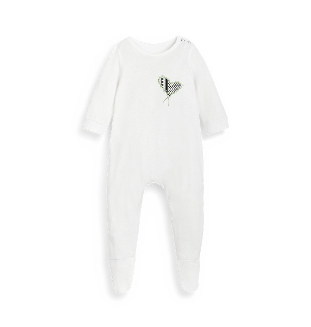 White Printed baby grow