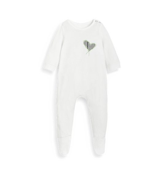 White Printed baby grow