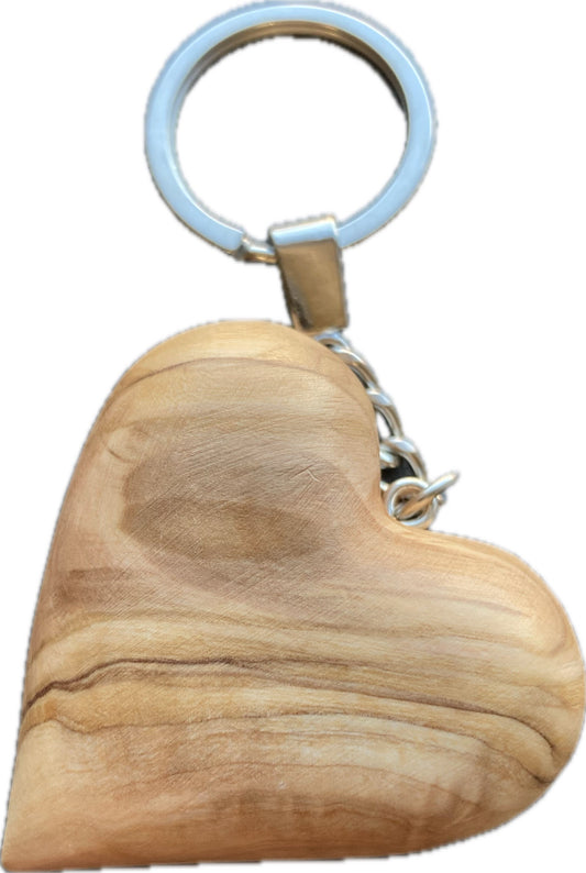 Olive Wood 'Heart' Keyring