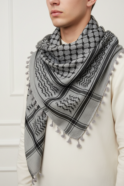 Original Hirbawi Light Grey Keffiyeh