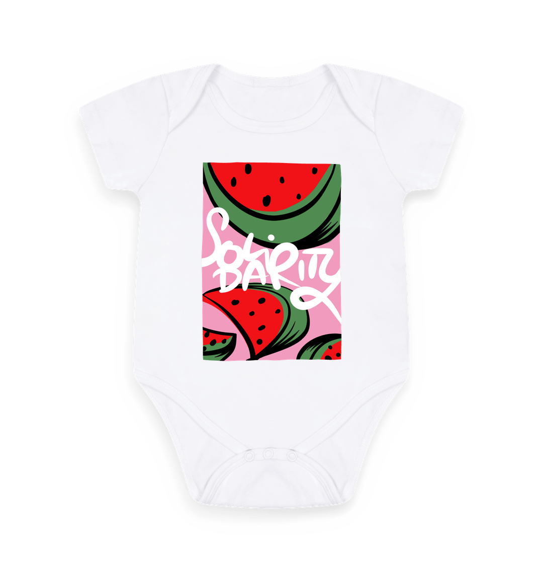 White Printed baby grow