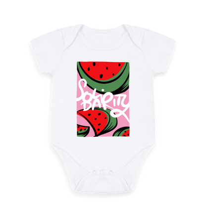 White Printed baby grow