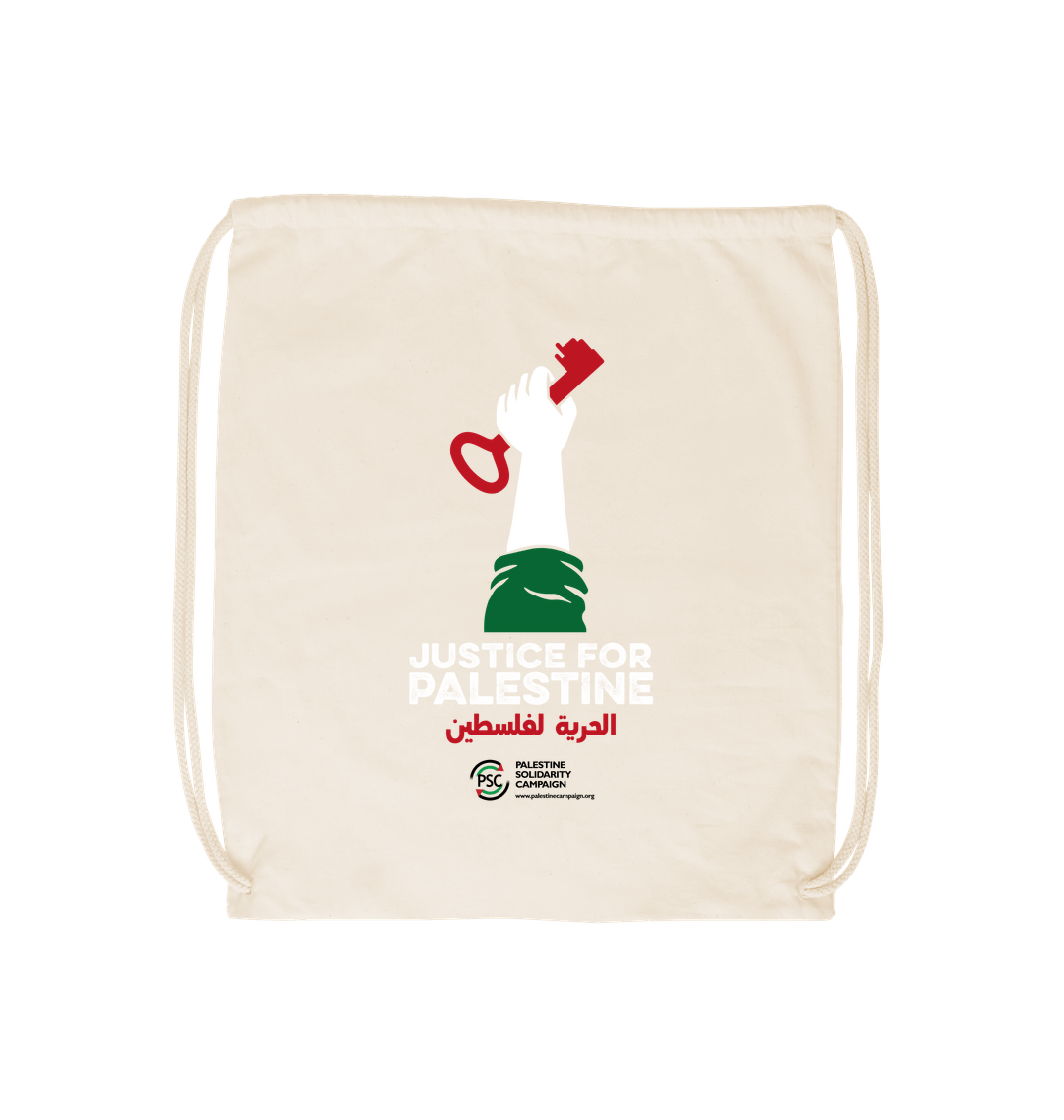 Natural Drawstring Bag - Justice for Palestine