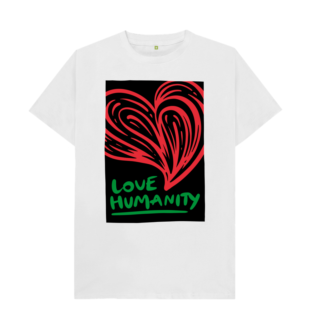 White Unisex T-Shirt - Love Humanity Red and Black