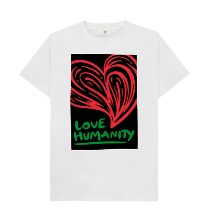 White Unisex T-Shirt - Love Humanity Red and Black