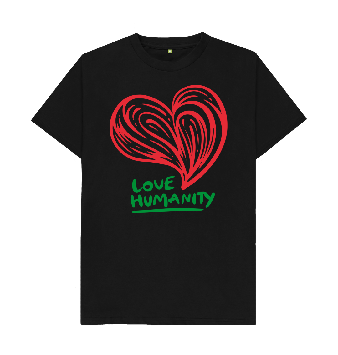 Black Unisex T-Shirt - Love Humanity Red