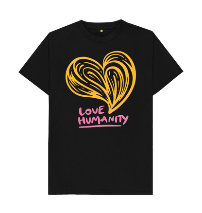 Black Unisex T-shirt - Love Humanity - Yellow