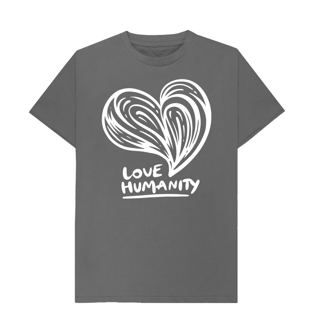 Slate Grey Unisex T-Shirt - Love Humanity White