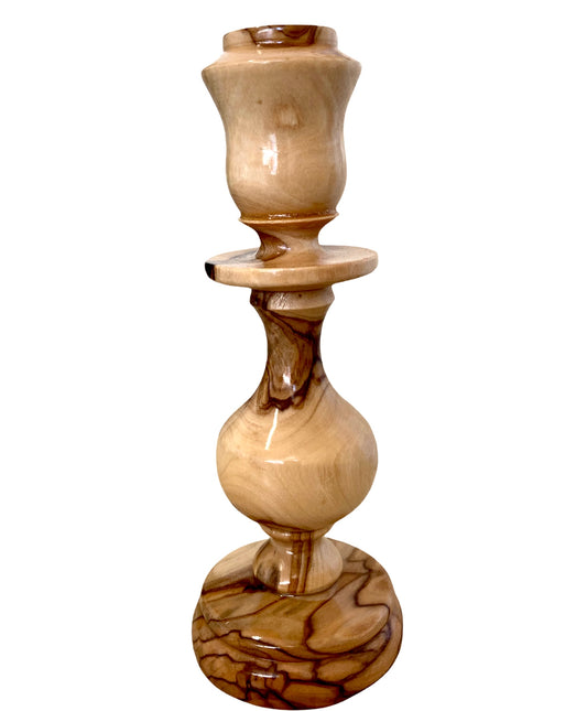  Olive Wood Candlestick Holder