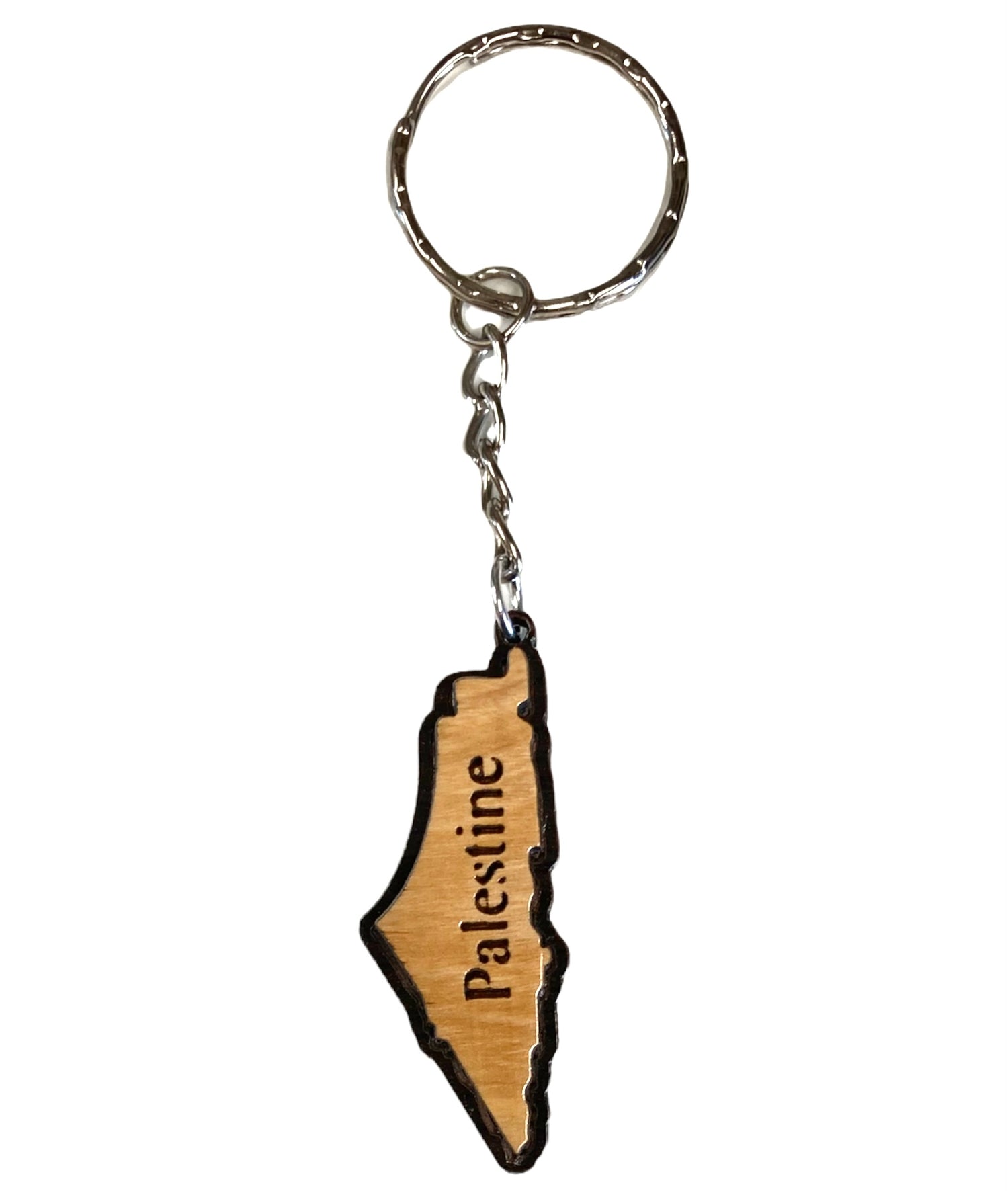 Olive Wood 'Palestine Map' Keyring